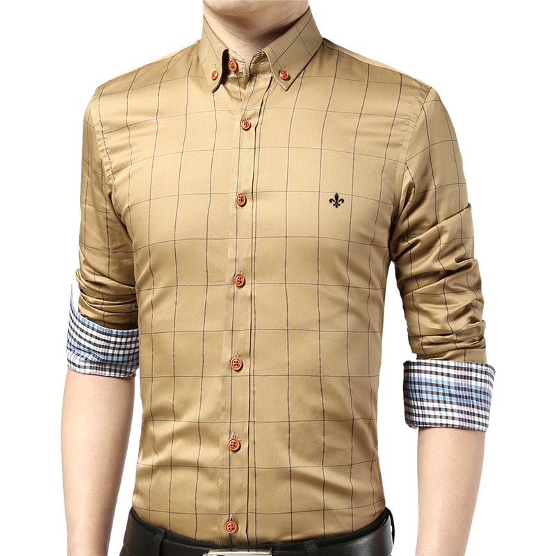 DUDALINA Men Long Sleeve Shirt Men Casual Men Shirt Social Plus Size M-5XL